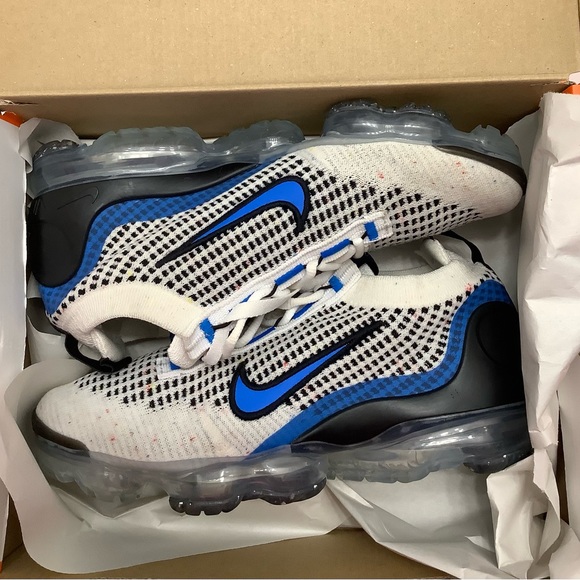Nike Vapormax 2021 Flyknit White Photo Blue Kids 5y - Picture 8 of 11